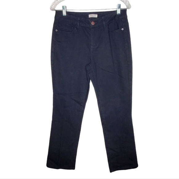 Coldwater Creek Black Denim Jeans, Mid-rise Straight Leg Sz 6 Petite - Picture 1 of 7